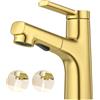 CREA Rubinetto Bagno con Doccetta Estraibile, Rubinetto Lavabo Miscelatore e Due Modalità Di Flusso D'Acqua, Leva Miscelatore Monoforo Ottone Cromato Oro
