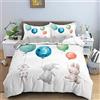 NUEYSP Copripiumino Singolo Palloncino Di Coniglio Set Lenzuola Letto Singolo con Cerniera Caldo Traspirante Microfibra Copripiumini e 2 Federe 50x80 cm,per Bambini Ragazzie Ragazze