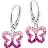 Goldene Hufeisen Orecchini a monachella a forma di farfalla, in vero argento 925, per bambine (A rosa e rosa), Vetro Argento sterling Smaltato vetro argento sterling, Nessuna pietra preziosa
