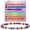 Farfume 7 Chakra - Pietra Dell'Equilibrio E Dell'Armonia - Bracciali di Perline per Donne, 4mm Bracciale di Cristallo in Argento Sterling 925, Gioielli di Pietra Naturale Regali di Chakra