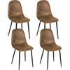 FurnitureR Set di 4 sedie Imbottite in Metallo Scamosciato, per Dare Un Tocco Nordico alla Vostra Cucina, Sala da Pranzo o Soggiorno, Marrone, Suede, 40 x 38.5 x 85 cm, 4 unità