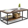 FANTASK Tavolino da salotto in legno, 105 x 50 x 42,5 cm, design industriale, tavolino con struttura in metallo e ripiani, stile vintage, facile da montare