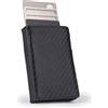 DONBOLSO Portafoglio Flip Uomo con Portamonete e Protezione RFID | Portacarte Slim con Spazio per 9 Carte | Carbone
