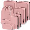 Lumesner Cubi di Imballaggio a Compressione, Lumesner Set da 8 Cubi da Viaggio per Valigie a Mano, Set di Borse Organizzatore per Valigie a Compressione & Cubi da Viaggio (8 pezzi, Rosa)