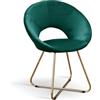 PAZZO DESIGN Sedia Iris Set Da 2 sedie, Sedie Cucina, Sedie Soggiorno, Sedie Velluto, Sedia Design, Verde, Gambe Metallo Oro - id_2131