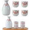 liuer Set da Sake Giapponese,Sake Giapponese da Bere,5PCS Set e Bicchieri da Sakè,1 Sake Pot 4 Tazze di Sake,Bicchieri Sakè per Uso Domestico e Aziendale (B)