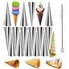 WishesMar 16Pz Cannoli Cono Set Acciaio Inox Cannoli Stampi per Croissant Shell Cream rol - Antiaderente Coni Baking Mold per Torte Pane Cream Horn Roll - Stampi da Forno a Forma di Tubi con Spazzola