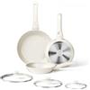 Innerwell Padella Antiaderente 20/24/28 cm con Coperchio, Bianco