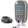 TOOMUME Cover Chiave TPU, Custodia Chiave Adatto per Peugeot 208 308 508 2008 3008 Rifter Citroen C3 C4 Cactus Berlingo Picasso Xsara Jumpy, Copri Chiavi Guscio Chiave Auto Telecomando - Flip Key