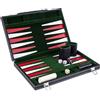Engelhart - 250517 - Backgammon 15" (38 cm) in Similpelle Cucita - Tavola con Velluto e Cuciture - Aperta: 36x48 cm - Verde, Rosso, Bianco - Gioco da Tavolo Portatile per 2 Giocatori