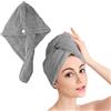 Shakeel Asciugamani Turbante in Microfibra, Super Assorbenti e a Asciugatura Rapida, con Design a Bottoni, Perfetti per Capelli Bagnati, Doccia e Spa - 1 Pcs, Grigio