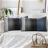 Hanrunsi Fodera per Cuscino 30x50 cm Copricuscini Blu Decorativo Federa per cuscino Strisce di Legno Scuro in Lino Rustico Retrò per Divano Soggiorno Sedia Letto Set di 2