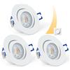 URing Faretto LED da incasso a soffitto dimmerabile 3000K bianco caldo, Faretti a Luce Led Orientabili 5W 650LM 230V, Rotondi Ultra Piatti Lampada da Incasso per bagno, soggiorno, bianco, set da 3