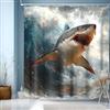 JINGYOU Tenda Doccia 180x200,Tende da Doccia,Tenda per Doccia Impermeabile Tende per Vasca da Bagno Motivo Squalo con Ganci Tendina Doccia Con 12 Anelli