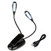 SUAVER Lampada da Lettura Doppia Testa,8LED Luce da Lettura,Luce leggio con luminosità a 2 Livelli,Portatile Lampada Luce Libro con Clip per Studio,Letto,Viaggi (1pack)
