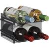 Lifewit Portabottiglie Impilabile in Plastica per Frigorifero, Armadio, Bancone, Portabottiglie da Vino, Organizer per Bottiglie d'Acqua Può Contenere 4 Bottiglie, Nero