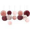 NICROLANDEE Decorazioni per feste color rosso bordeaux, 12 lanterne di carta da appendere e pompon in seta, decorazione per addii al celibato color bordeaux, compleanni, anniversari di matrimonio, San