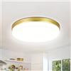 ASHUAQI Plafoniera a LED, 36 W, luce da soffitto in oro da 4000 K, luce da bagno bianca naturale da 3240 lm, luminosa plafoniera rotonda per cucina, camera da letto, corridoio, ripostiglio, lavanderia