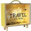 HautStore Salvadanaio da Viaggio a Forma di Cornice di Legno, Salvadanaio Con Cornice in Legno, Vetro Trasparente, Argento per Monete Profonde, Scatole per Famiglia, Bambini e Adulti Come Regali