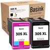 basink Cartuccia d'inchiostro compatibile con HP 305XL Pack 2 per DeskJet 4120e 2720 2720e 2721e 2710 Envy 6032 6020e 6430e 6432e 6420e 6030 6010 6420