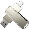 FEBNISCTE Chiavetta USB C 128 GB Dual USB 3.0/C, Doppio Corpo in Metallo con Anello Portachiavi, OTG 100 MB/S, Design Girevole 2 in 1