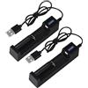 Panlouting 2 Pack | USB Caricatore per 18650 Batterie | Caricabatterie a Slot Singolo per Batterie 3,7V 26650/18650/17670/14500/10440/16340