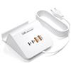 WUKUR Stazione di Ricarica USB C Multipla 45W Caricatore USB Multiplo 4 Port Caricabatterie PD Carica Rapida per iPhone Pad Galaxy Samsung Airpods Pixel Iwatch Redmi (Bianco 45W)