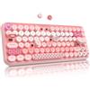 FELiCON x AJAZZ 308i Tastiera Wireless Cute Retrò, Tastiera per Computer Silenziosa Bluetooth con Rotondi Punk Compatti 84 Tasti, Texture Opaca, Design Typewriter QWERTY per PC, Mac -Rosa sfumato