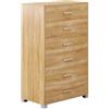 Brigros - Mobile Cassettiera in Legno 6 Cassetti con Guide in Metallo, Misure 68 x 40 x 115 cm, Comò Design Moderno Compatto con Maniglie in Alluminio e Piedini in ABS Silver (Rovere)