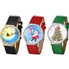 JewelryWe - Orologio Natalizio da Polso da Bambini Ragazzi Orologio Carino Colorati Cinturino in Pelle Brillanti Regalo per Natale