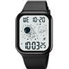 findtime Orologio digitale per bambini con cronografo sveglia retroilluminazione calendario per regalo ragazzo ragazza sport digitale LED luce allarme striscia di silicone, Nero