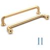 SYZOW 6 Pezzi Maniglie per Mobili da Cucina, Maniglie dorate per Mobili Maniglie per Armadio maniglie a T per mobili maniglie per mobili da cucina 96mm oro (Ottone spazzolato, Distanza dei Fori:192mm)