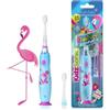 Brush-Baby Spazzolino Baby KidzSonic Spazzolino elettrico per bambini dai 3 anni in su - Luci da discoteca, vibrazioni delicate e timer intelligente per un'esperienza di spazzolatura divertente - Flamingo