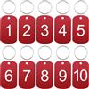 Mozeat Lens 10 targhette da 1 a 10 in alluminio con fori, portachiavi inciso con anelli portachiavi numerici tags chiave china, colore rosso