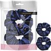 Basic Sense Elastici per capelli, in velluto, stile classico in tinta unita, fascia per capelli, per chignon e coda di cavallo, 2 pezzi, colore blu marino
