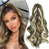 Dcbaboo Posticci per Capelli Ricci Coda di Cavallo Extension Capelli Lunghi Coda Capelli Extension con Pinza 45cm Coda Finta per Capelli Sintetici Mossi Naturali Ponytail, Biondo cenere & Candido