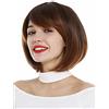 WIG ME UP-1215-2T30 Parrucca Donna Bob Bob lungo Corta Sfilacciata Riga Mix castano Castagna