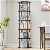 Generisch Libreria Girevole a 360°, Verticale in Legno, 5 Ripiani, Livelli Regolabili, Portaoggetti, per Uffici e Soggiorni, 45×45×160 cm, Nero
