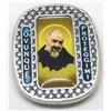 GTBITALY 90.254.36 028 calamita Magnete Santo Padre pio di pietrelcina Ovunque proteggimi Argento smaltato a Mano 3,5 cm