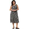 Ulla Popken Abito in Jersey con Dettaglio sullo Scollo e Stampa Allover 831785 Vestito, Nero, 68/70 IT Donna