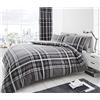 GC GAVENO CAVAILIA Set copripiumino a scacchi, reversibile, per letto matrimoniale, traspirante, grigio