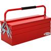 Easycomfort DURHAND Cassetta Porta Attrezzi in Acciaio Pieghevole con 5 Vassoi, Valigetta Porta Attrezzi 56x20x21-34cm, Rosso