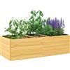 Outsunny Fioriera da Esterno in Legno di Abete Divisa in 3 Aree con Strato in Tessuto non Tessuto, 140x60x40 cm