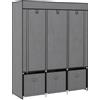 HOMCOM Armadio in Tessuto Pieghevole con Cassetti e Ante Avvolgibili con Zip, 125x43x162.5cm, Grigio Scuro|Aosom