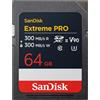 SanDisk Extreme PRO 64GB scheda SDXC, UHS-II, velocità di lettura fino a 300 MB/s, velocità di scrittura fino a 300 MB/s, V90, Video in 8K di qualità cinematografica