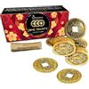 Samsara Monete Cinesi della Fortuna Dinastia Qing - Amuleto Feng Shui I-Ching per Prosperità e Protezione | 10 Monete con confezione regalo e bugiardino informativo (1 CONFEZIONE)