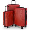 Suitline - Set di 3 Valigie Trolley rigido TSA 4 ruote ABS, (S, M, L) Rosso