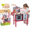 FATTO DI LEGNO CUCINA PER BAMBINI GIOCATTOLO IN LEGNO CON FORNO E ACCESSORI H. 78 CM.