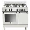Ⓜ️🔵🔵🔵 LA GERMANIA AMN9P5EBV - Cucina piano di lavoro, bianco, 5 fuochi gas, forno elettrico multifunzione, vano stipetto, 90x60 cm, Classe A