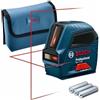 Bosch Professional Livella laser GLL 2-10,laser rosso, da interno, raggio d'azione fino a 10 m, 3x pile AA, custodia protettiva, confezione in cartone